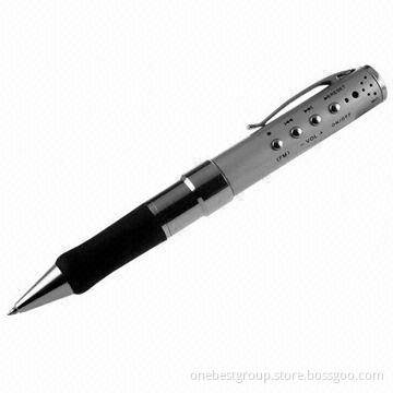 Voice Recorder MP3 Ball Pen, Supports 2 to 16GB SD Card, Silver and Black Colors